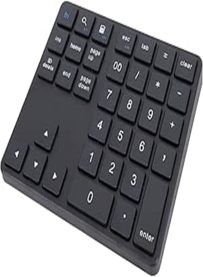 Bluetooth Numeric Keypad, Type-C Rechargeable Wireless Numeric Keypad, 35 Keys External Numeric Keypad Data Input for Desktop PC Laptop